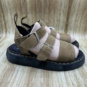 Dr. Martens Gryphon Quad Men's Size 10 Women's 11 Muted Olive Platform Sandals